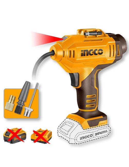 Ingco CACLI2018E Compressore aria portatile a batteria 20 V 10.34 bar Gomme auto Solo corpo