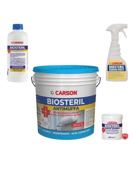 Pittura antimuffa per interni Kit Completo sanificante igienizzante Carson Biosteril