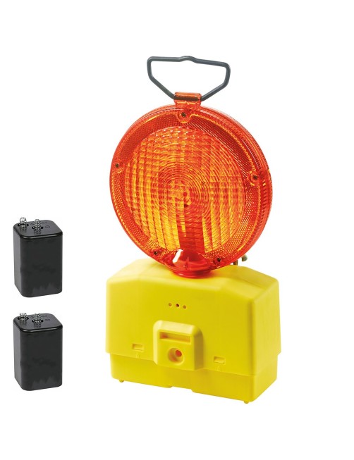 Neri Lampeggiante stradale a led Luce Gialla 2 Batterie 6 V incluse Cantiere