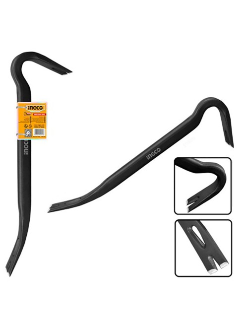 Ingco HWBA01242 Leverino in acciaio Piede di porco 61cm Gambo ovale con intaglio Leva
