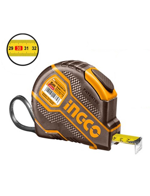 Ingco HSMT08051E Metro a nastro Flessometro 5 mt 25 mm Robusto Antiriflesso Antiscivolo