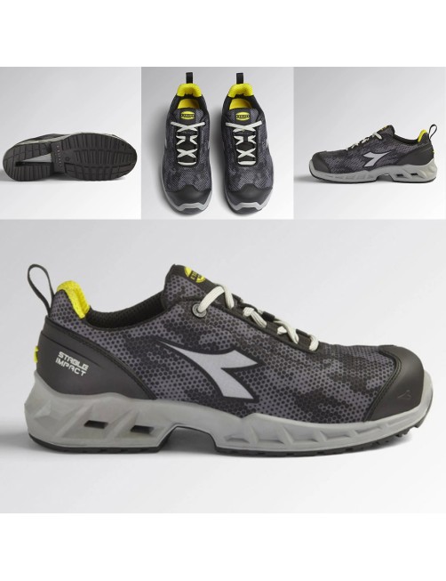 Scarpe antinfortunistiche Scarpa da lavoro Diadora Shark Stable Impact Low S1P SRC ESD grigio nero