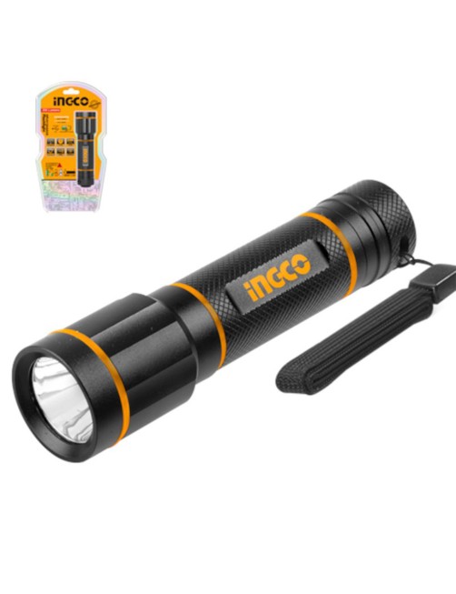 Ingco HFL013AAA58 Torcia LED 250 lumen portatile a batteria 160mt Leggera Caccia Pesca Lavoro