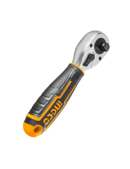 Ingco HRTH081438 Chiave a cricchetto reversibile 140 mm attacco 1/4" 3/8" Crv Soft grip