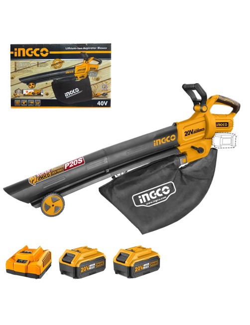 Soffiatore Aspiratore a batteria 40V 4 AH con sacco Velocità variabile Ingco CABLI20034AHMAN