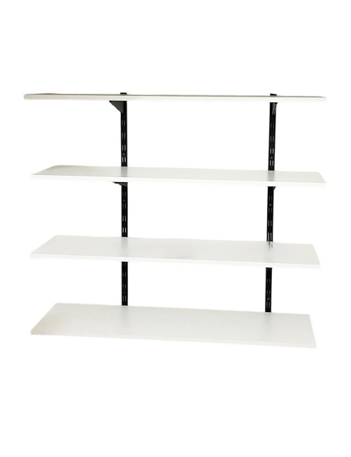 Mensole a muro 60x20 bianche 4 pz su cremagliera 1 mt Dispensa Libreria Kit Completo