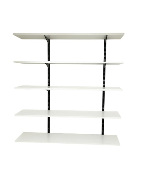 Mensole a muro 80x20 bianche 5 pz su cremagliera 2 mt Dispensa Libreria Kit Completo