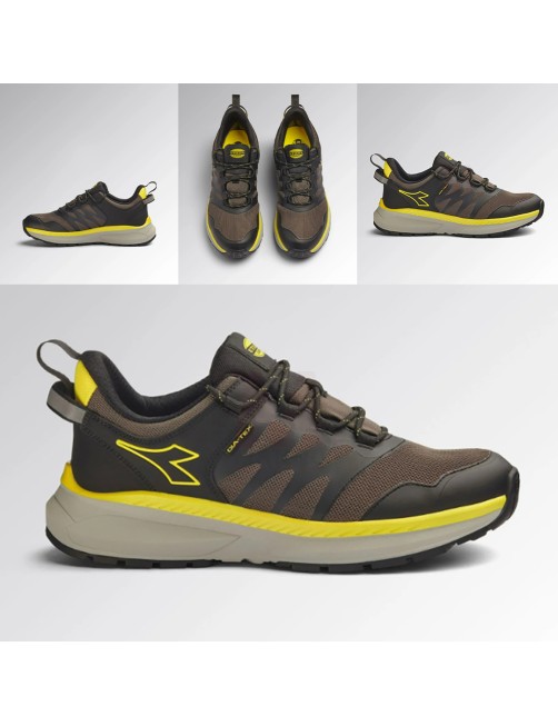 Scarpe antinfortunistiche basse Lavoro Freedom Low O6 SR Marrone Giallo Diadora utility