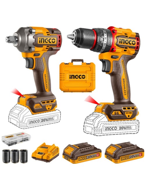 Trapano a percussione 66 nm Avvitatore a impulsi 550 nm a batteria 20 V Set Ingco CKLI20275E