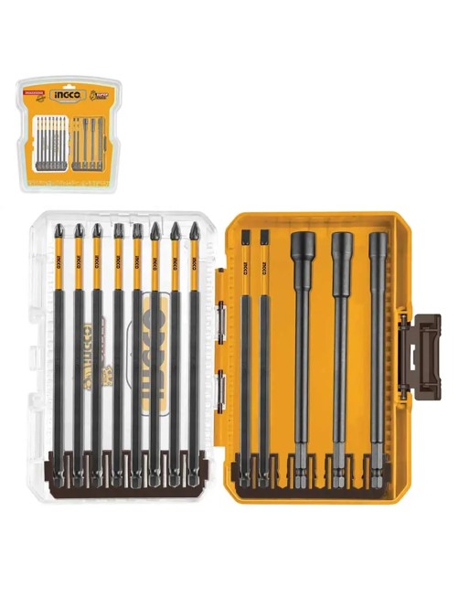 Punte per avvitatore a impulsi lunghe Set 13pz Box Croce Taglio Torx Ingco AKDL01306