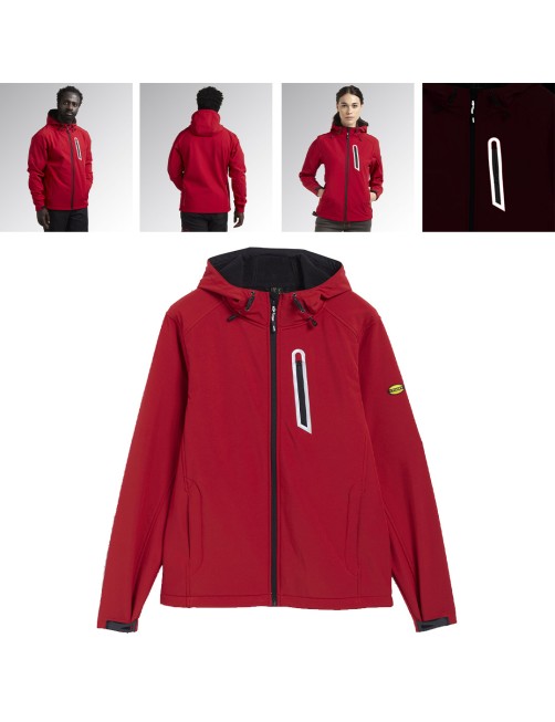 Giacca softshell da lavoro rosso con cappuccio 3 tasche Diadora Soft shell Sail
