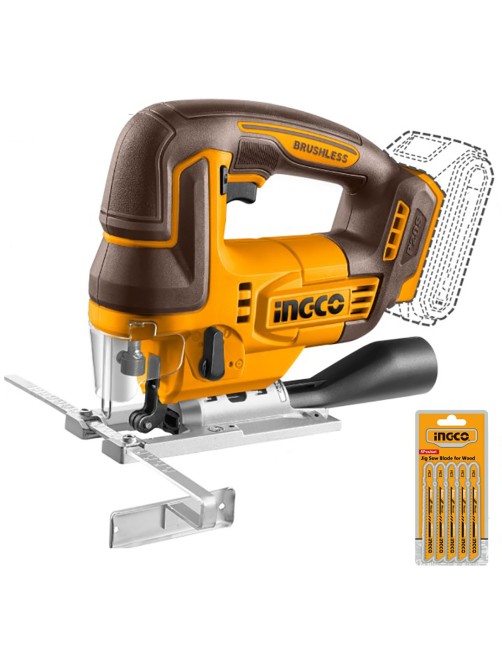 Seghetto alternativo a batteria 20V Brushless Taglio 90° 45° 5 lame Solo corpo Ingco CJSLI1008