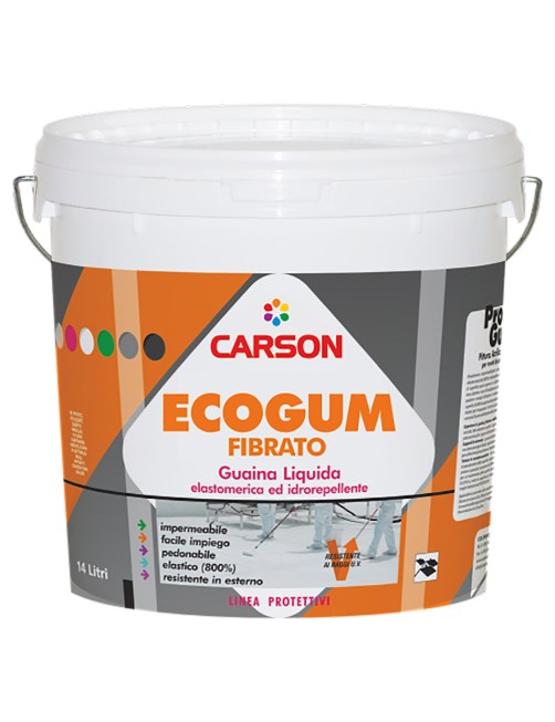 Carson Ecogum fibrato Guaina liquida impermeabilizzante fibrata Pedonabile Tetti Terrazze Grigio 14 Lt