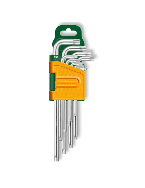 Set serie chiavi torx 9 pz a brugola ad L con foro cromo vanadio Jadever