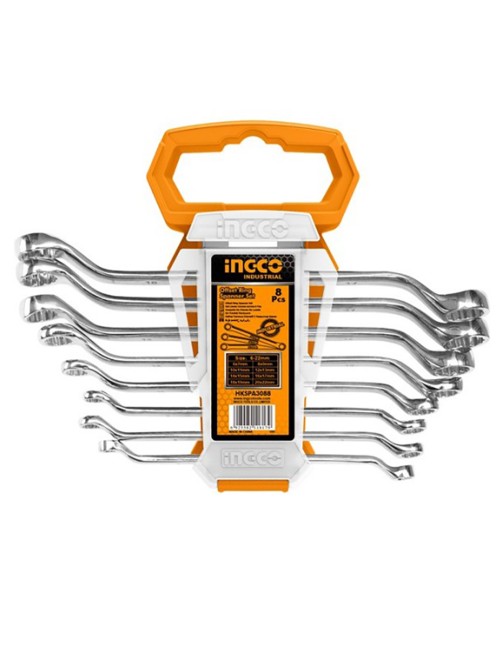 Set 8 Chiavi Inglesi a stella 6-22 in acciaio cromo vanadio con supporto Ingco Hkspa3088