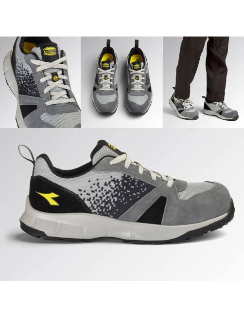 Scarpe antinfortunistiche basse Scarpa da lavoro Diadora Utility Lite Low S1PS FO SR HRO ESD Grigio castello e alluminio