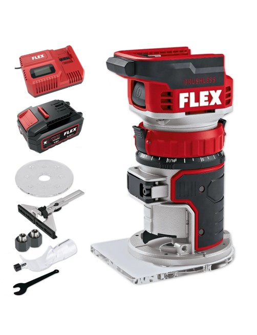 Rifilatore Fresatrice Verticale e per bordi a batteria 18V 5 Ah Brushless completa Flex CER180ECC5AHMAN