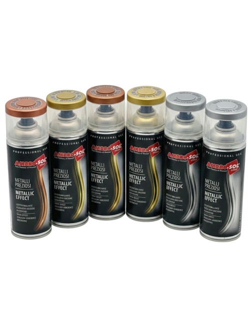 Vernice effetto metalli preziosi Smalto Spray Rame Oro Argento Bronzo Ambrosol