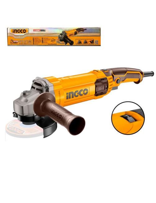 Smerigliatrice angolare 1100 W 125 mm M14 professionale Velocità regolabile Ingco AG1100385E