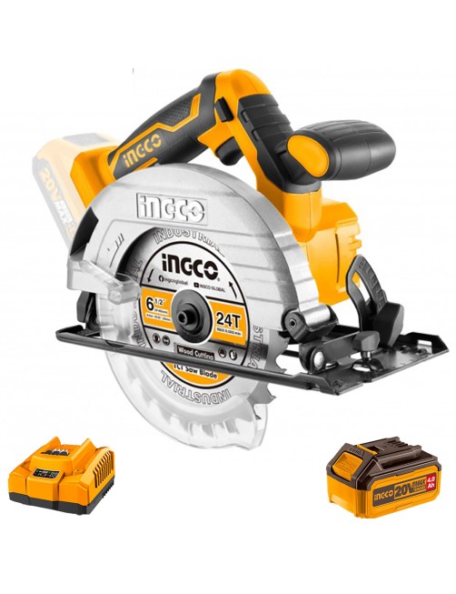 Sega circolare a batteria 20 V per taglio legno Da banco Completa Kit 4 Ah Ingco Csli1651