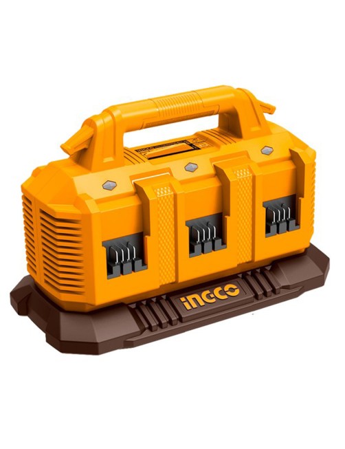 Ingco FCLI2064 Caricabatterie rapido 20 V 4 Ah 6 porte di ricarica per batterie al litio
