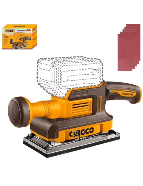 Levigatrice orbitale a batteria 20 V Base Alluminio 90x180mm Solo Corpo Ingco CFSLI2031