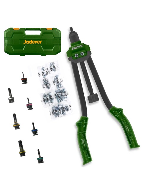 Rivettatrice manuale 16" per rivetti M3-M12 7 mandrini inclusi Valigetta Jadever JDHR5B16