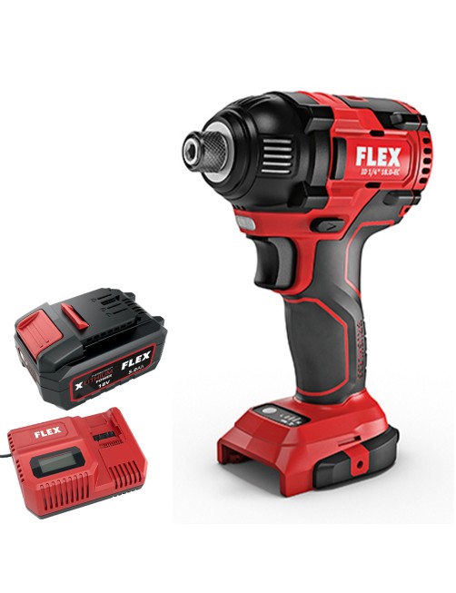 Avvitatore a Impulsi Brushless 1/4" a batteria 18 V 5 ah Espulsione bit automatica Flex ID14180ECC5AHMAN