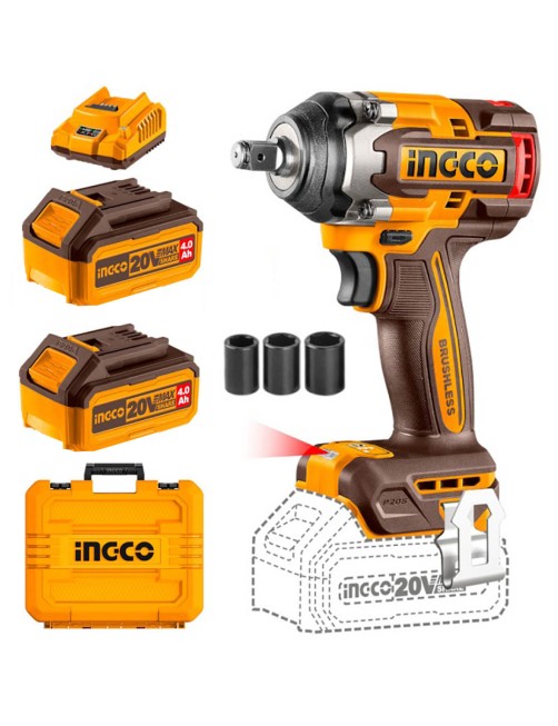 Avvitatore a impulsi a batteria 20 V 4 ah 500 nm Brushless completo in Valigetta Ingco CIWLI2050E