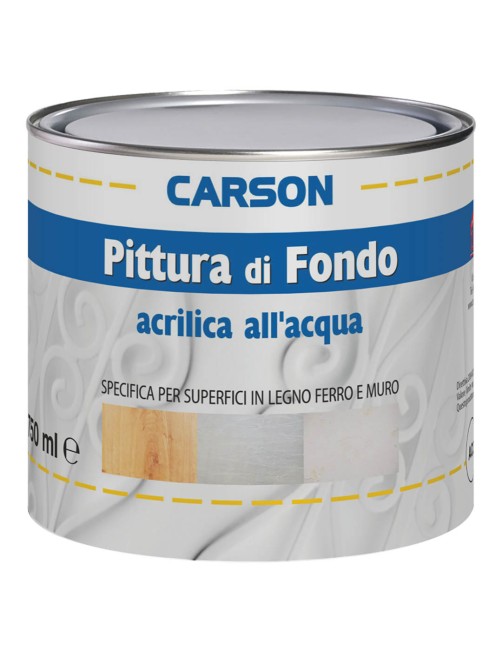 Pittura di Fondo per Legno Ferro Muro Muratura all'acqua Bianca 750 ml Carson