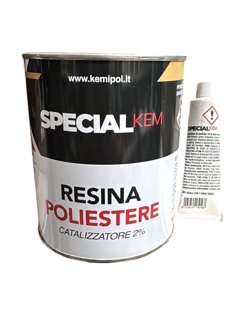 Kemipol Resina poliestere con Catalizzatore Riparazione Nautica Carrozzeria Camper Serbatoi Manufatti in Vetroresina 750 ml