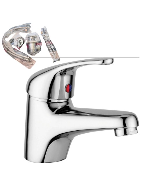 Miscelatore Rubinetto per lavabo Monocomando con accessori Cromato Lucido Effe Hidro Parigi