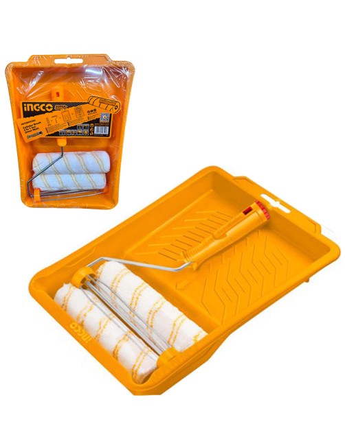SET kit 2 Rulli con manico e Vaschetta Imbiancare Pitturare Dipingere casa Ingco 