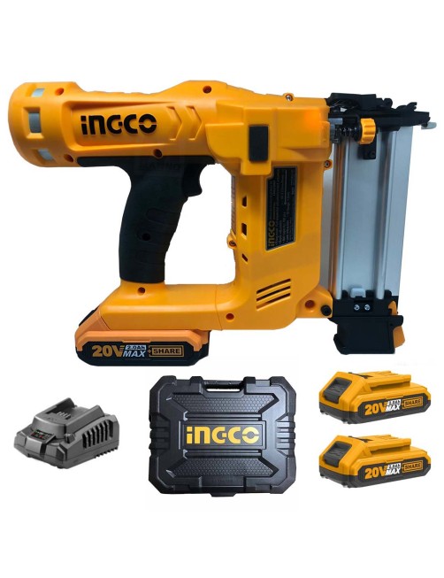 Chiodatrice a batteria Sparachiodi 20V 2 batterie 2ah caricatore valigetta Ingco