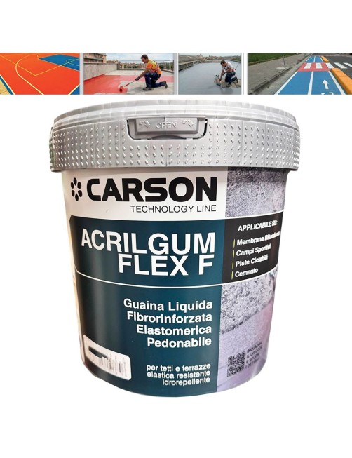 Guaina Liquida Impermeabilizzante Fibrata Pedonabile Alta qualità Tetti Asfalto Cemento Manti Bituminosi Carson Acrilgum Flex F