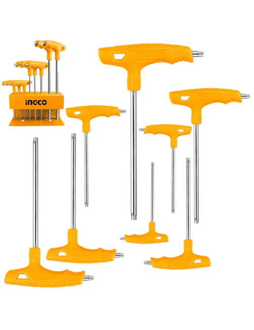 Set chiavi Torx a T 8 pz con supporto chiave da T10 a T50 Kit acciaio Crv Ingco