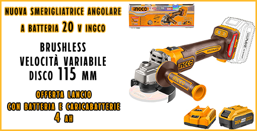 Smerigliatrice angolare a batteria 20 V Nuovo modello